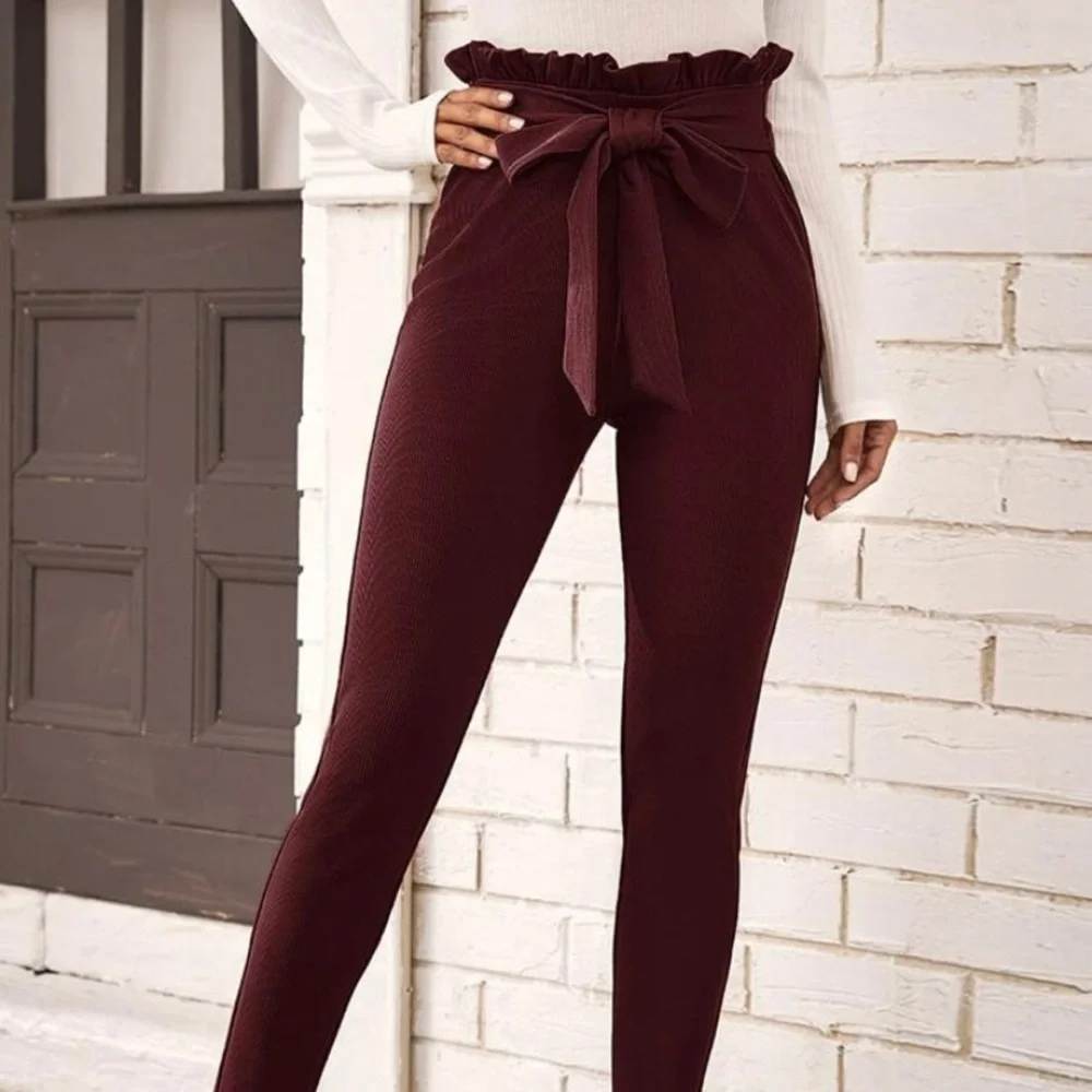 Maroon Belted Pants - Picture 1 of 1